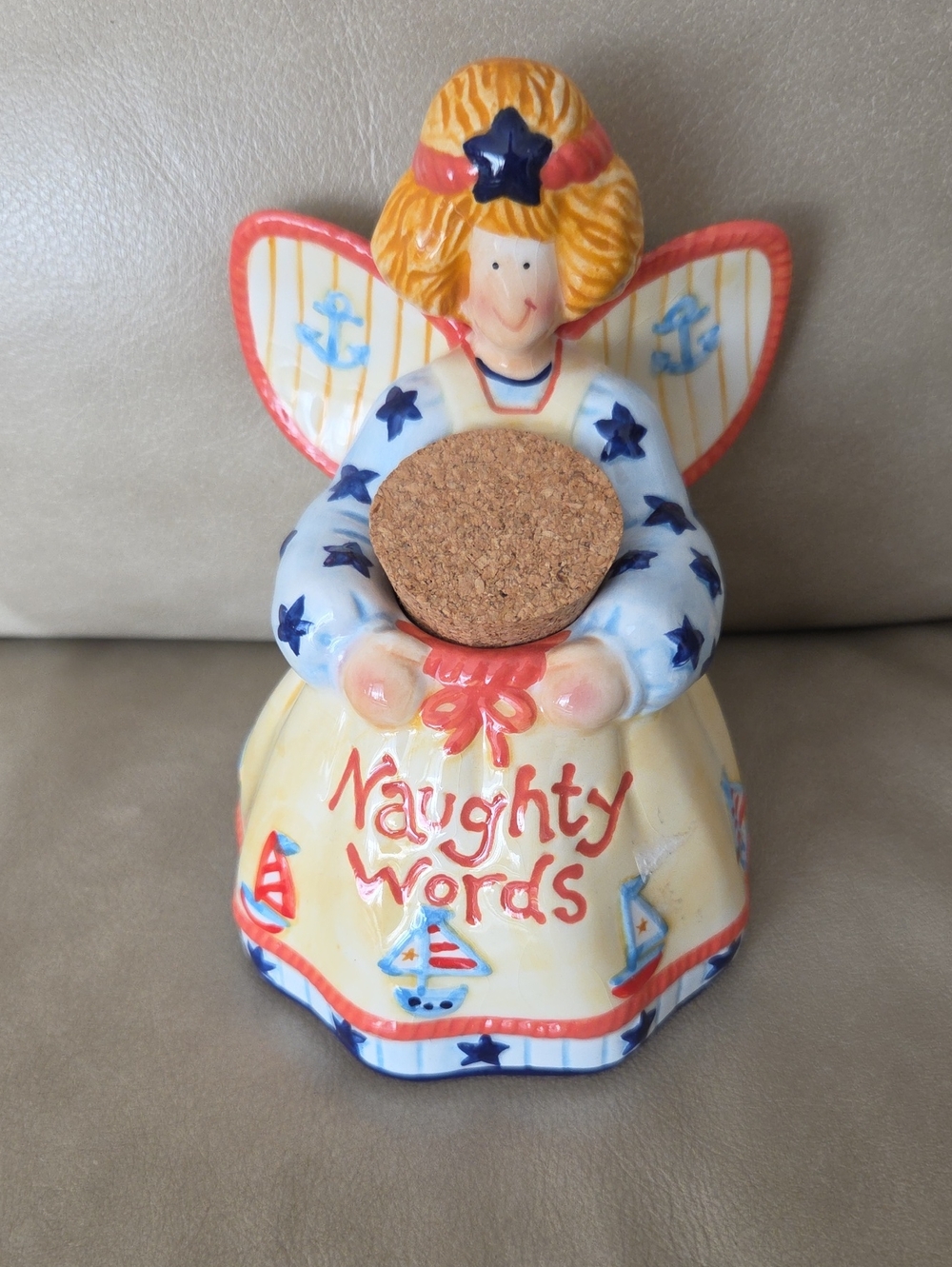 Pennies From Heaven Naughty Words Whimsical Ceramic Angel Figurine Money Bank